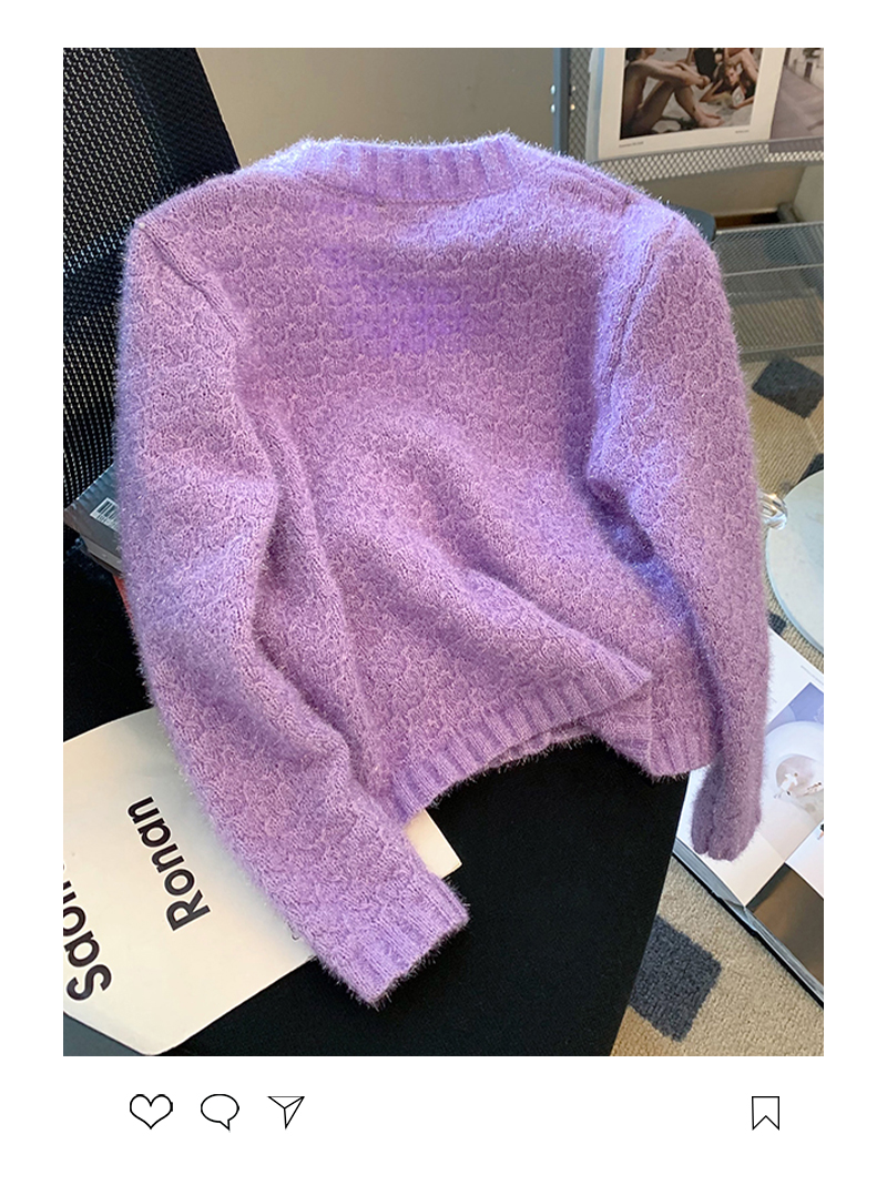 Yeni Tasarım Kadın Mor Renk Uzun Kollu Moda Zarif Sweater Ceket Smlxl