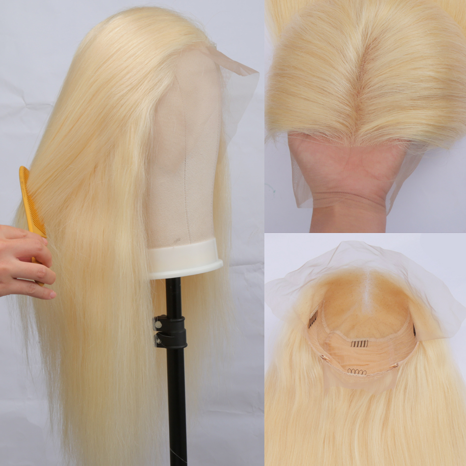 30 40 tum 613 blondin rak 13x4 spets främre mänskliga hår peruker brasilianska remy färgade lyslösa 13x6 spets frontala peruk för kvinnor