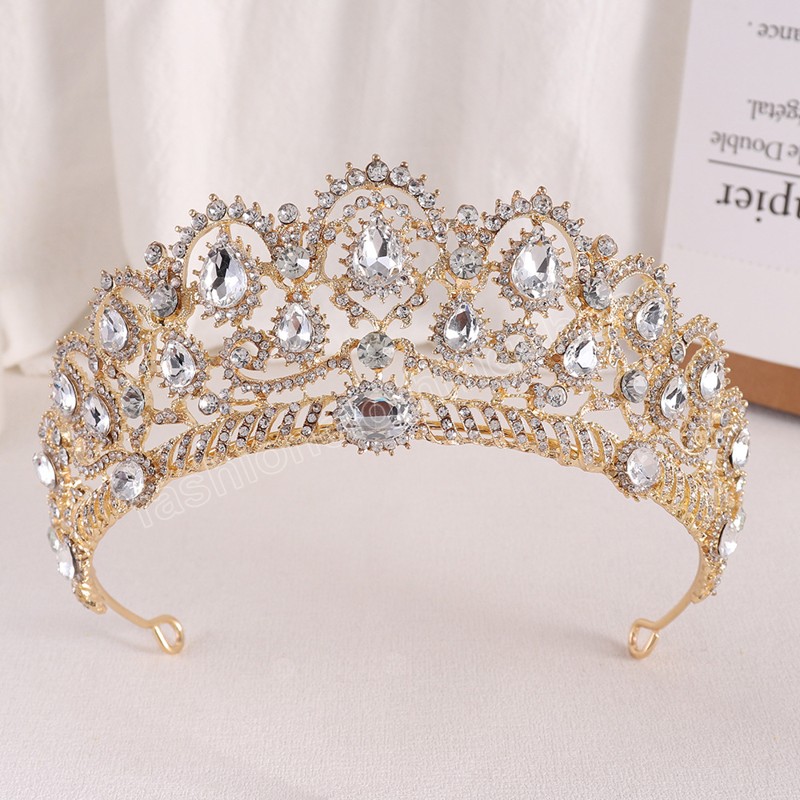 Barock AB Crystal Crown Brudhårtillbehör Nya eleganta strass Tiaras kvinnor flickor bröllopsklänning pannband