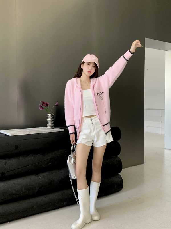 Women's Knits & Tees designer P New Casual Lazy Letter Embroidered Mohair Knitted Cardigan Coat A0SM