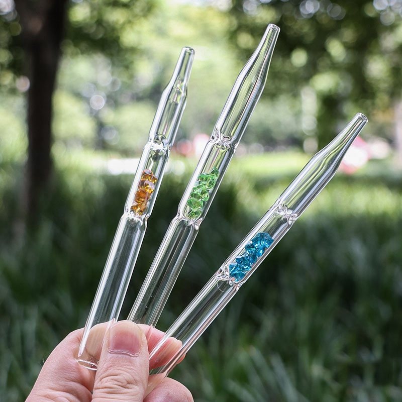 Smoking Colorful Diamond Filter Glass Pipe Herb Tobacco Catcher Taster Bat One Hitter Mouthpiece Tip Straw Waterpipe Bubbler Bong Handpipes Cigarette Holder DHL