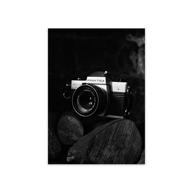 Nordic Back and White Canvas Målning Art Vintage Camera Affischer and Prints Modern Minimalism for Living Room Home Decor No Frame WO6