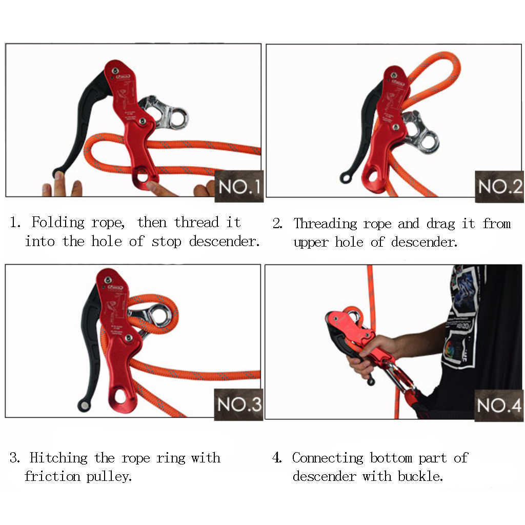 Rock Koruma Profesyonel Kendi Kendine Drama Çifte Durdurulma Descender Belay Cihazı Kaya Tırmanma Ağacı Dişli 10-12mm Tek Halat HKD230810