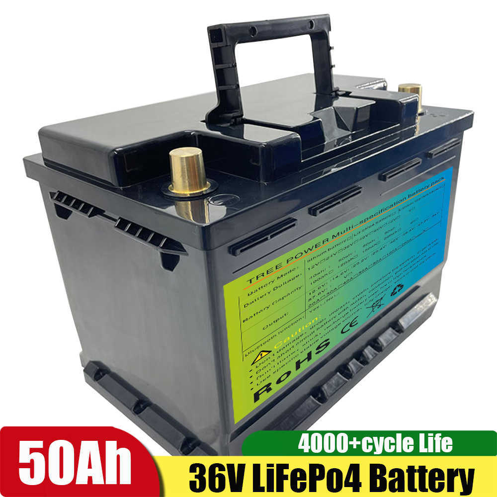 Naładowane 4000 głębokich cykli 36 V 50AH LifePo4 Pakiet akumulatorów litowych z BMS dla RV/kamper/samochód lub łódź/falownik +10A Ładowarka