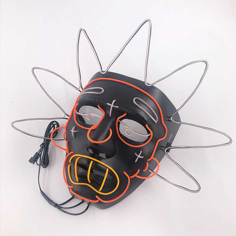 Karaktärer Cosplay Halloween Carnival Decoration Anonym Face Neon Light El Wire Mask Festive Party Supplies Glow In Dark HKD230810