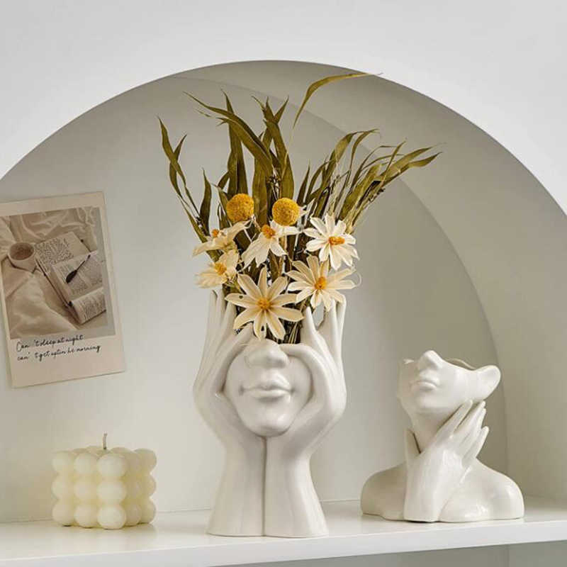 Ceramika Dekoracja wazonu dekoracje pokoju domowego wazonu wazon dekoracje domowe rośliny wazon dekoracja rzeźba nowoczesny centralny element stołu HKD230810
