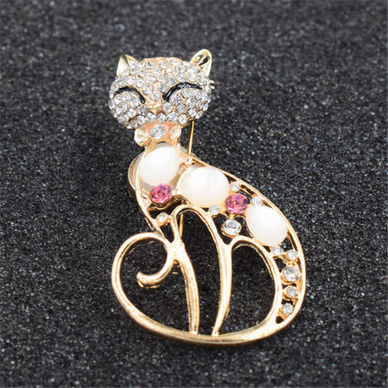 Stift broscher söt katt brosch fjäril strass kvinnor legering djur stift kristallkors lapel stift krage knapp party klänning tillbehör hkd230807