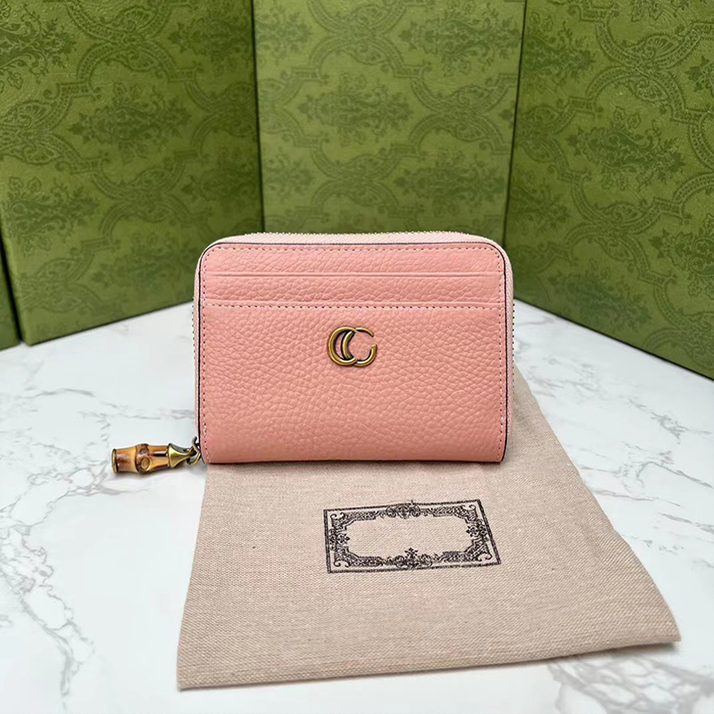 Różowa torebka Top luksusowy skórzana portfele projektantka Kobieta Karty uchwyty na karty projektantki Monety Portferę sprzęgła portfel