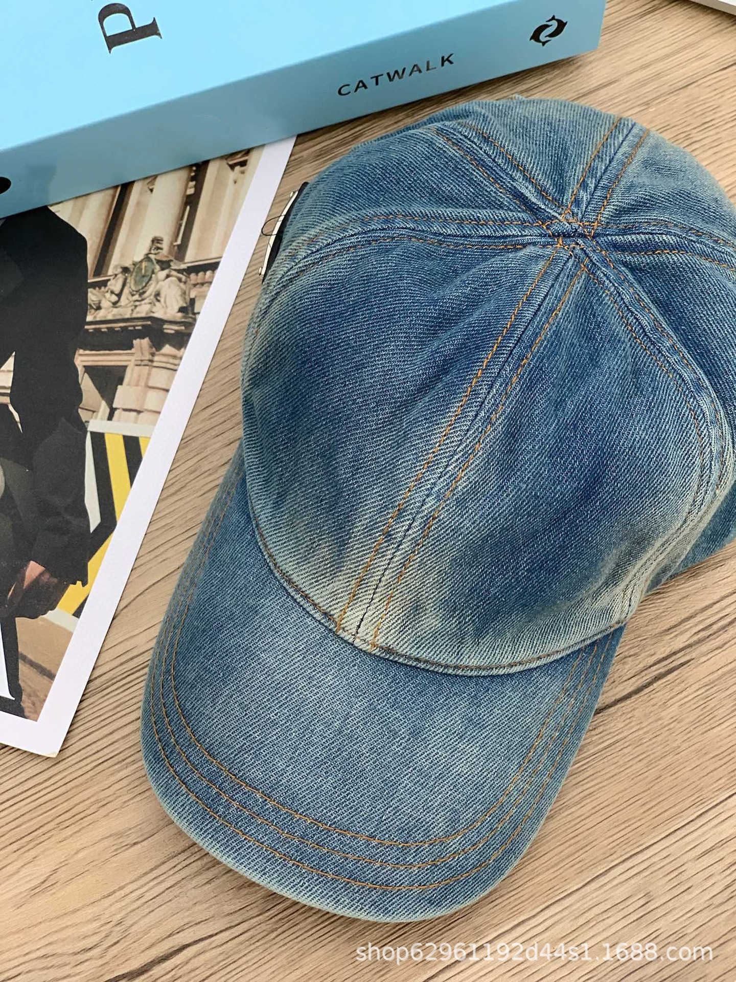 Toppdesigner lyxig p hem korrekt version tvätt jeans triangel baseball cap högkvalitativ mode mångsidig hink hatt solskade