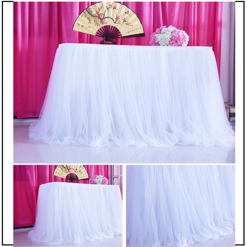 100x80cm bröllopsfest tutu tyllbord kjol bordsartiklar tyg baby shower fest hem dekor bord kjol födelsedag fest