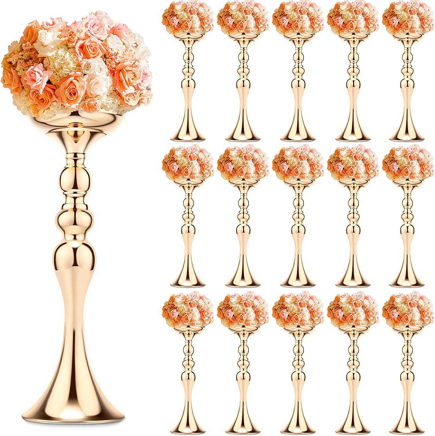 20 шт. Золотые вазы Свадебные центральные элементы для столов Универсальное металлическое цветочное расположение для свадебной вечеринки.