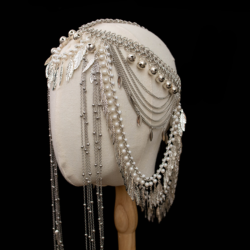 Acessórios para joias de cabelo de casamento borla exótica Miao' S Holy Girl conjunto de cocar feminino COS corrente de cabeça com roupas de palco Hanfu 1 peça 230809