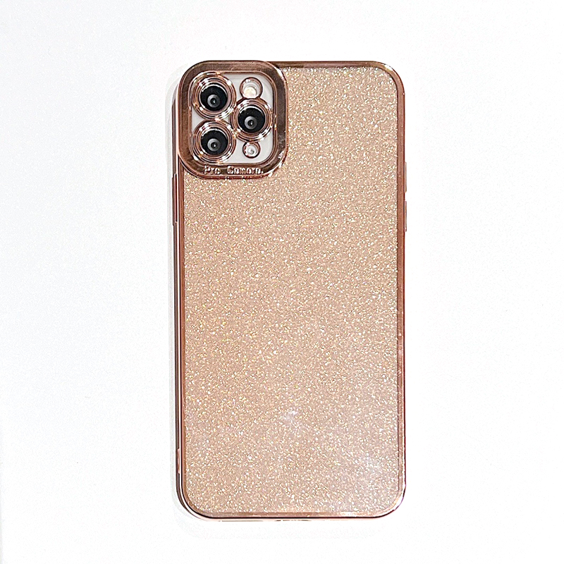 Bling Glitter Chromed Cases for iPhone 15 14 Plus Pro Max 12 11 XR XS X 8 7 Soft TPU Luxury Metallic Clear Shinny Paper Fine Hole Gel Plating Mobile Back Cover Hud