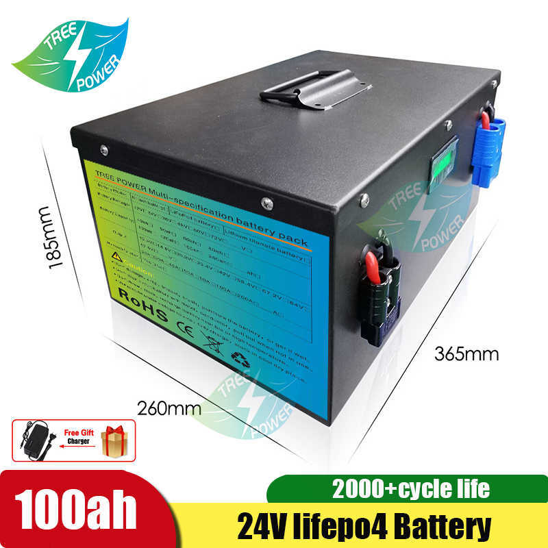 24v100ah LiFePO4 is Suitable for Outdoor Power Supply System of RV Golf Cart Forklift and Lawn Mower+10A charger