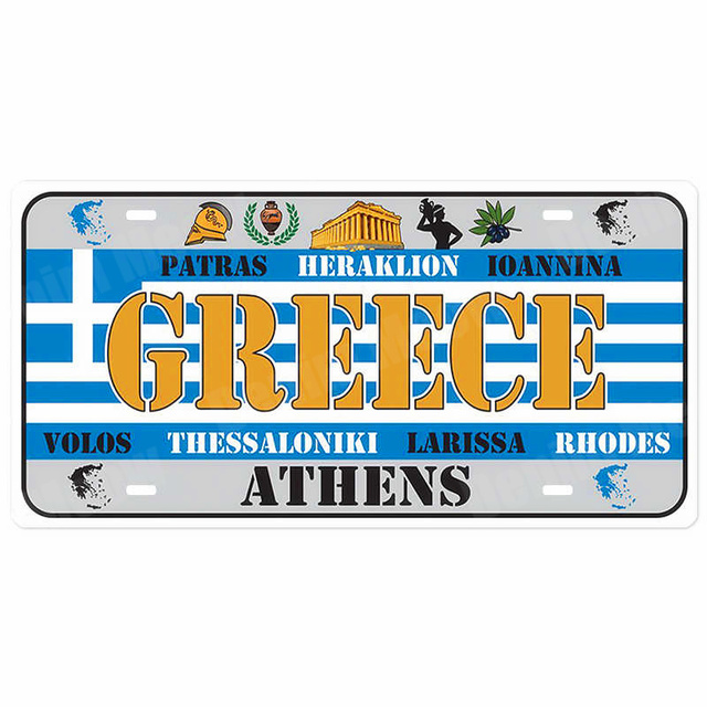 USA England Russia Netherlands License Plate Iron Painting Car Motorcycle Metal Sign Bar Cafe Home Garage Custom Decor France Spain Poland Wall Poster 30X15CM w01