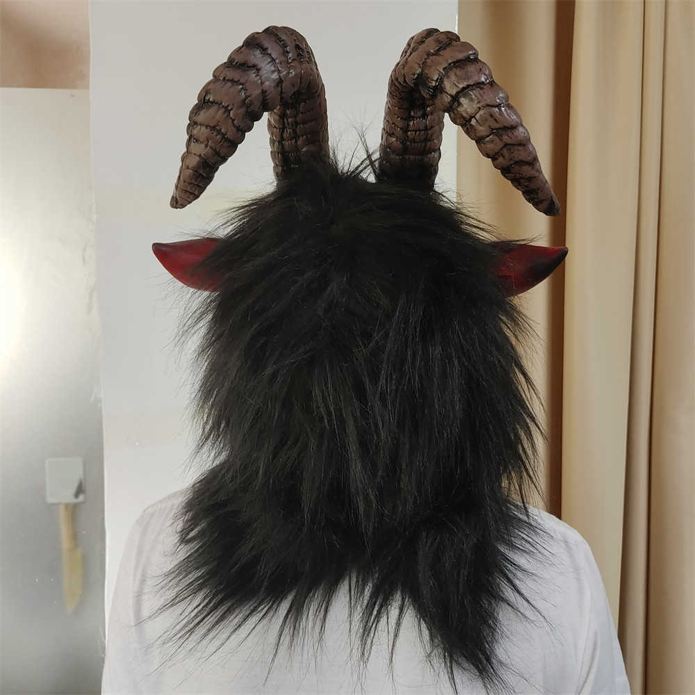 Halloween Scary Goat Antelope Latex Animal Full Head Mask Farmyard Sheep Masks Adults Party Costumes Masquerade Props HKD230810