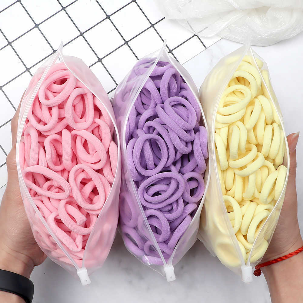 50/100 stflickor små 3 cm elastiska hårband färgglada barn nylon scrunchie pannband barn hästsvans hållare hår tillbehör