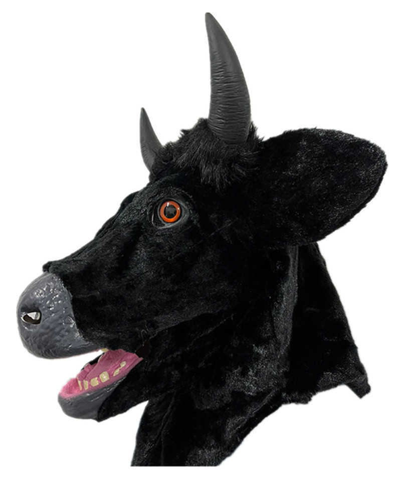 Halloween Mask Realistic Mouth Mover Cow - Creepy Moving Bull Fursuit Animal Head Rubber Latex Masque -Up Costume Party Cosplay HKD230810