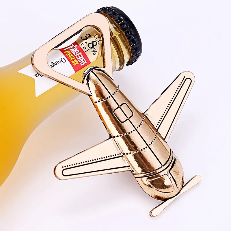 Flygflasköppnare Bröllopsfavorer Retro Air Plan Travel Beer Bottle Opener för gäster, fest souvenirer eller dekorationer 2 stilar