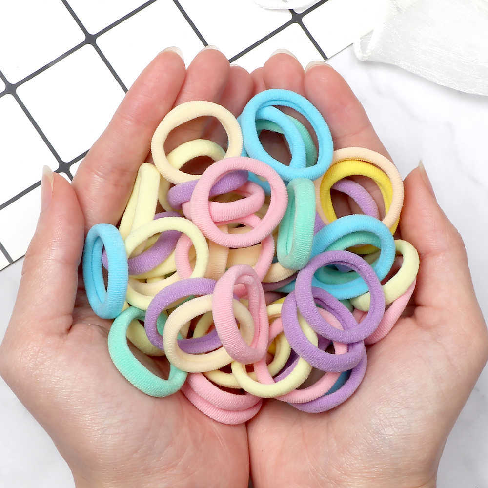 50/100 stflickor små 3 cm elastiska hårband färgglada barn nylon scrunchie pannband barn hästsvans hållare hår tillbehör