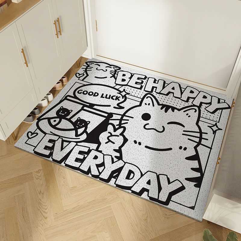 Floor Mat Entry Gate Mat Cute Cat Non-slip Funny Home Rugs PVC Carpet for Entrance Door Kitchen Corridor Outdoor Rug HKD230809