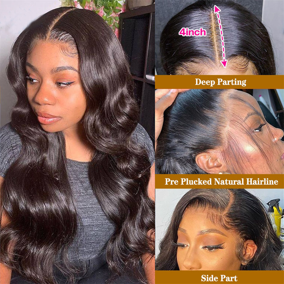 ボディウェーブ13x4 13x6 HD Transparen Lace Front Wig 30inch Lace Frontal Wig for Women Brazilian Hair Preucked