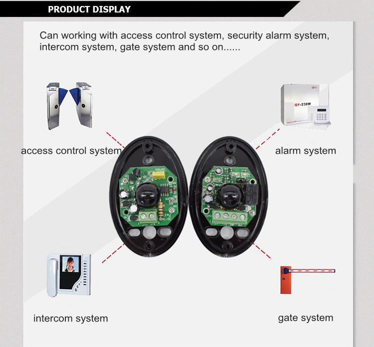 DC/AC 12 ~ 24V Vattentät IP55 Fotoceller Automatisk grinddörr Säkerhetssensor Alarm Infraröd strålsensor Photocell 10M -intervall