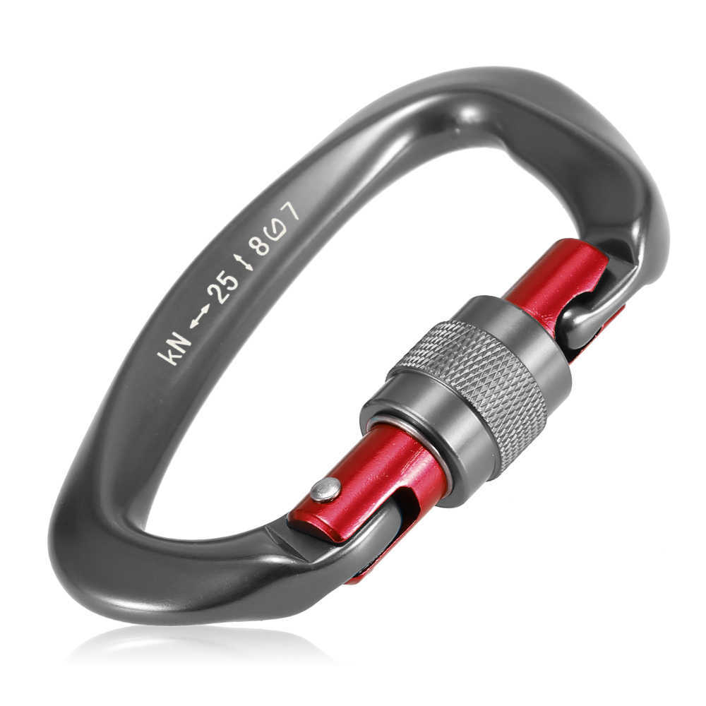 Защита от скалы 25KN D-Shape Заполосы затвора карабиер Dight Buckle Pack D-Ring Carabiner Crapping Rappeling Canyoning Hammock Bocking Clip HKD230810