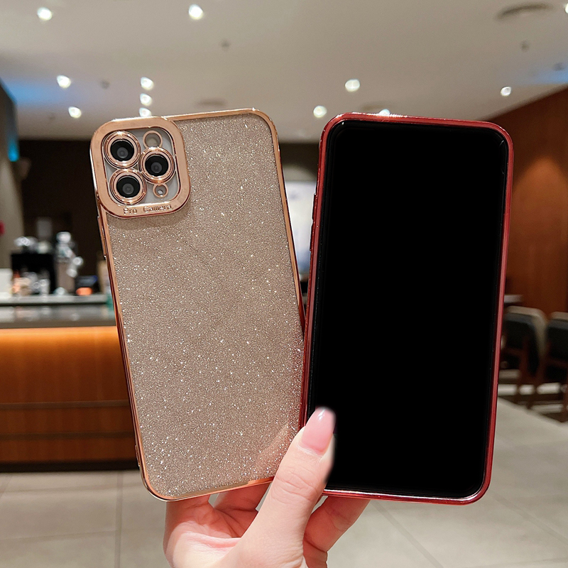 حالات كروم بليتر بريق لـ iPhone 15 14 بالإضافة إلى Pro Max 12 11 XR XS X 8 7 Soft TPU Luxury Metallic Clear Shinny Paper Fine Hole Plating Plating Gover Proke Probe Skin