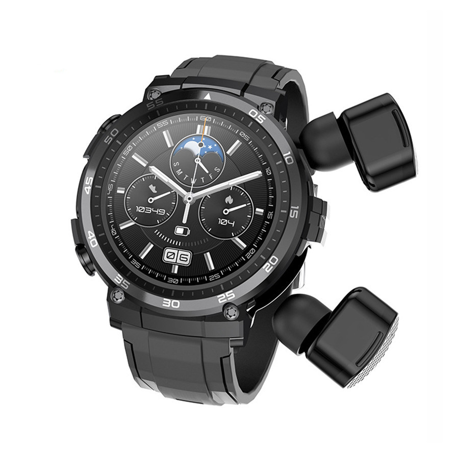 Watch Watch M68 للرجال سوار سوار ذكي مع BT EARDUDS Sport 2 في 1 TWS شاشة معدل ضربات القلب