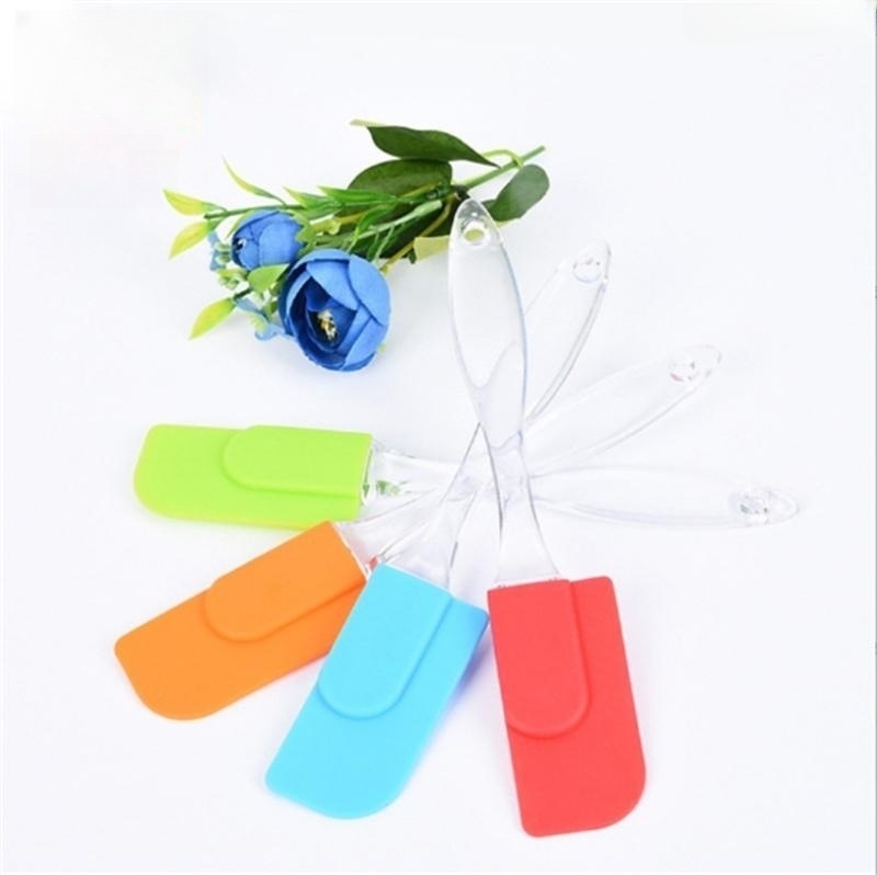 Silicone Cake Scraper Spatula Tools Kitchen Dessert Jam Smear Spatulas Eco-Friendly Transparent Handle Baking Tool Butter Knife JL1876