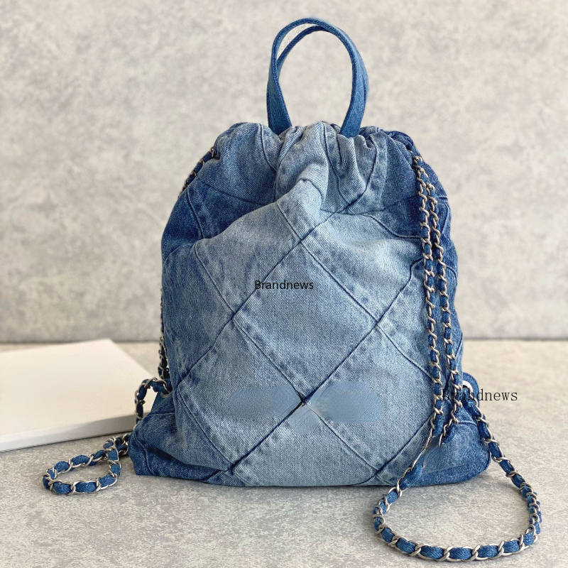 Luxury Brand CC Denim Shoulder Bags Classic Jean Shopping Totes 22 Bag With Purses Inside Silver Chain Hardware 2023 New Casual Handbags Backpacks Rucksack 2463