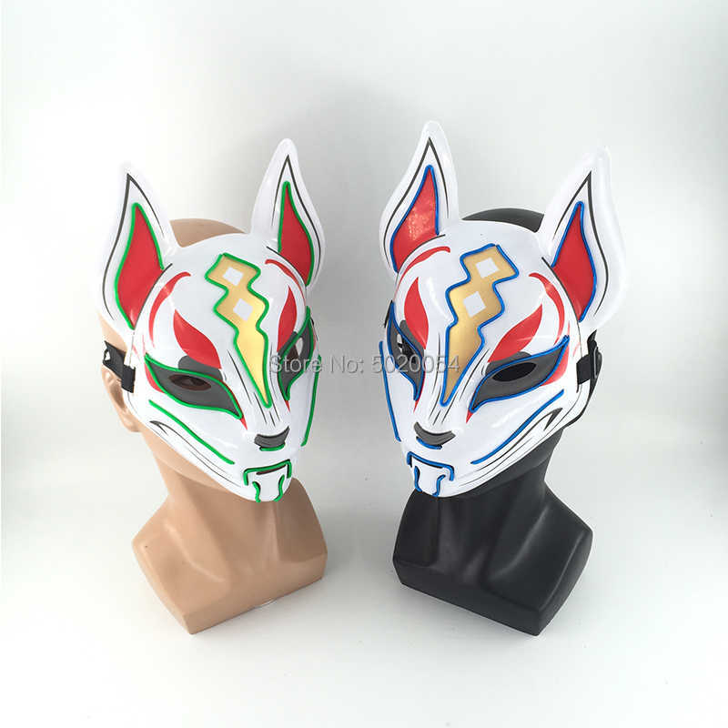 新しい明るいハロウィーンパーティーマスクエルワイヤー光るマスク日本のアニメコスプレ鉛衣装フォックスマスクカーニバルパーティー用品HKD230810