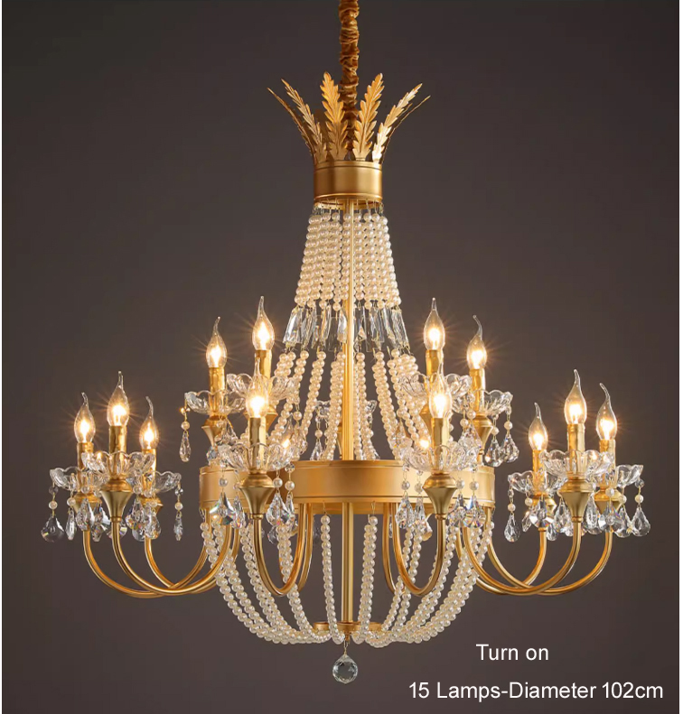 American Luxury Crystal Chandelier French Romantic Pendant Chandeliers Lights Fixture European Art Deco Home Indoor Hotel Luminarias Villa matsal Lustres