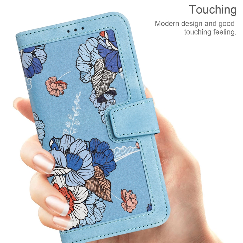 Étuis portefeuille en cuir PU élégants avec fleur de papillon pour Samsung A35 A55 S23 FE A24 A25 A22 5G A04E A04 A12 Mode Floral hawaïen Fente pour carte d'identité de crédit Flip Cover Pouch Strap