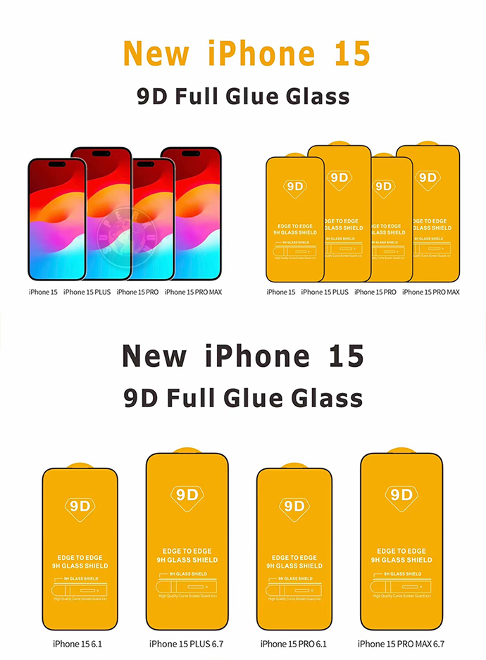 9d Cover Full Tempered Glass Phone Écran Protecteur d'écran pour iPhone 15 14 13 12 Mini Pro 11 XR XS Max Samsung A73 A53 A33 A23 A13 avec forfait de vente au détail