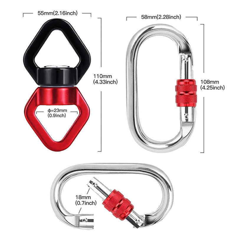 Protection de roche 30kn Swing Swivel Hook Carabiners Sangle de rotation pour le yoga aérien Swing Hammock Chair Rock Rock Dance Aerial HKD230810