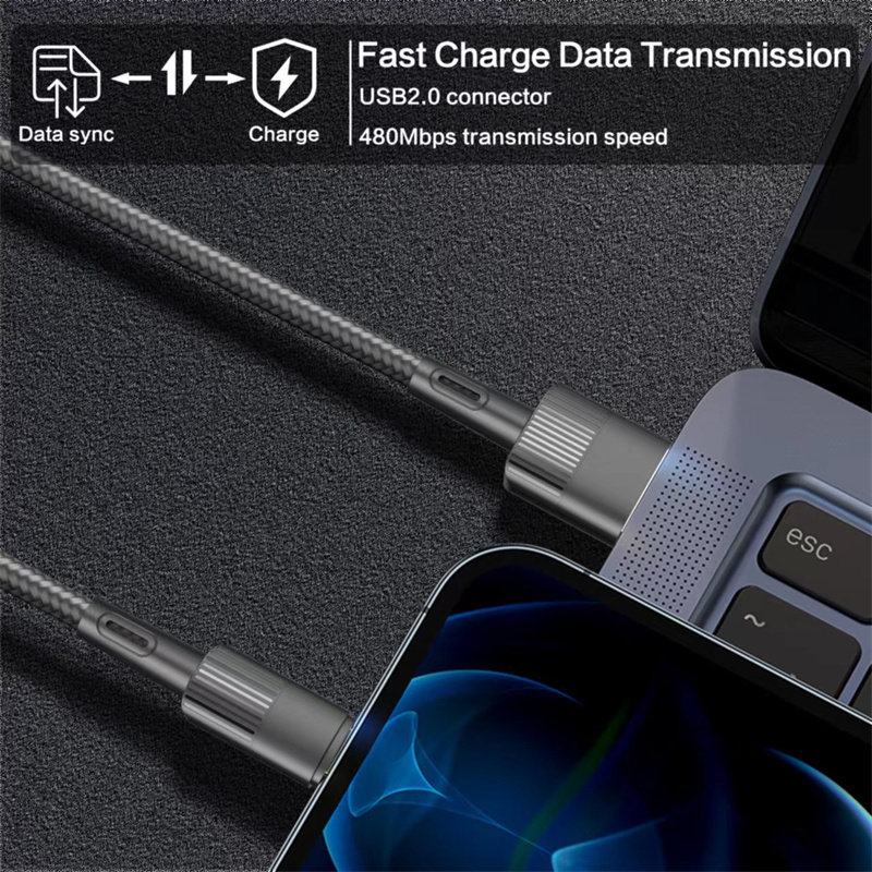 Anti-Slip USB Cables Typ C Nylon flätad mikroladdningssynkroniseringsdata Hållbar snabb laddningsladdare Smarttelefon Android V8