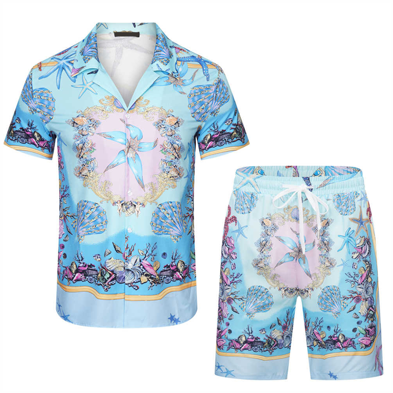 Geometriska tryck korta ärmskjorta Löst shorts kostym TRACKSUITS FÖR MÄN SOMMER HAWAII OUTFITS SET TWO-PESS BLOUSESSERS SETM-3XL