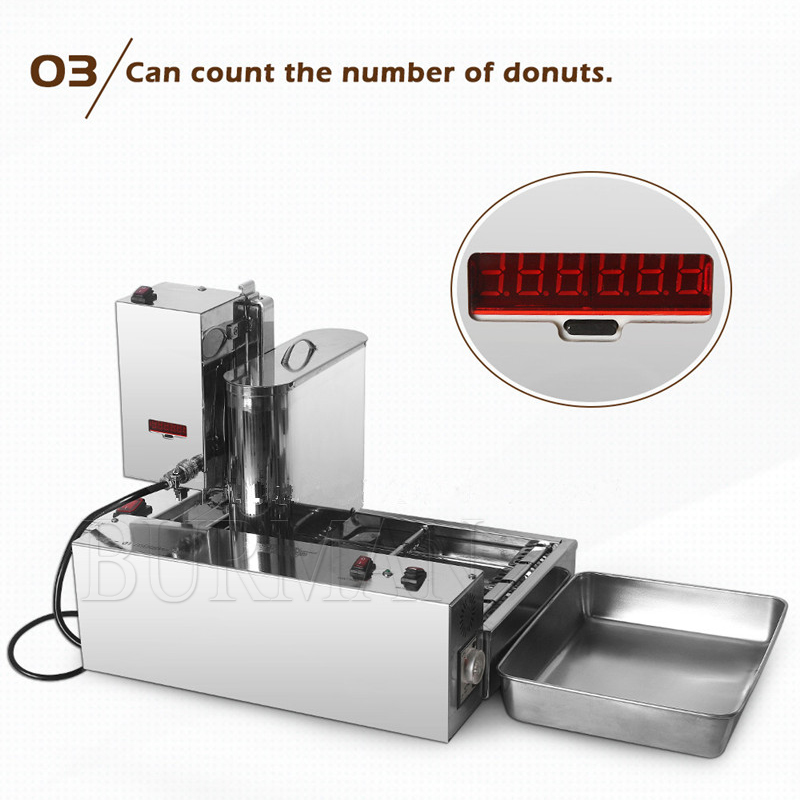 Máquina automática de rosquinhas comercial, 4 fileiras, mini fabricante de rosquinhas, aço inoxidável, 304, 2000w, 110v, 220v