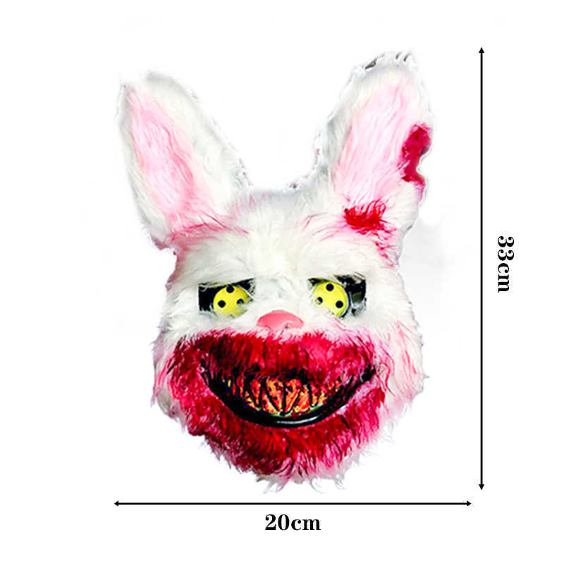 Halloween Animal Mask Plush Bunny Killer Rabbit Teddy Bear Mask Halloween Party Head Cover Masquerade Cosplay Scary Headgear HKD230810