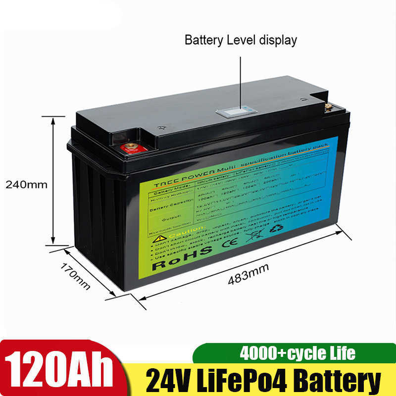 24V 120Ah LifePO4 Bullit-in BMS BACKET BULETOOTH 24V Batteria Bluetooth da 24 V motore a barca RV + 10A Caricatore