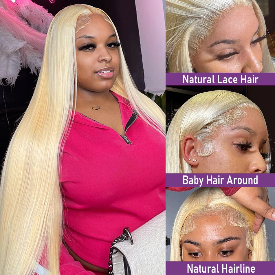 30 Inch 13x4 Straight 613 Blonde Lace Front Human Hair Wigs Brazilian Remy Color 13x6 Transparent Lace Frontal Wig for Women