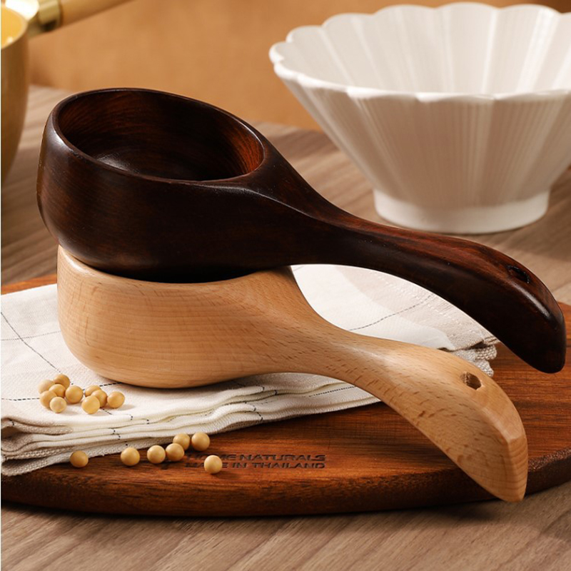 خشب رامين ملعقة أدوات المائدة البويلون حساء مغرفة اليابانية على الطراز الياباني مقبض الماء مغرفة المنزل ملحقات المطبخ
