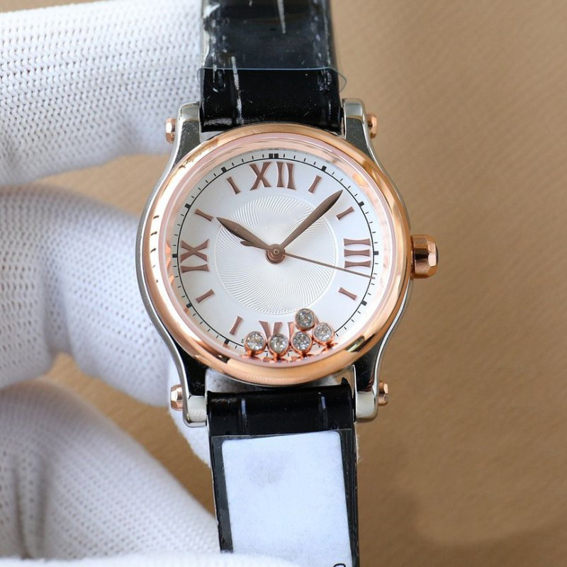 New Fashion Luxury Women's Diamond Watch Hot Sale Rose Gold Multi color Style Leather Stainless Steel Roman Text Quartz Electronic Watch