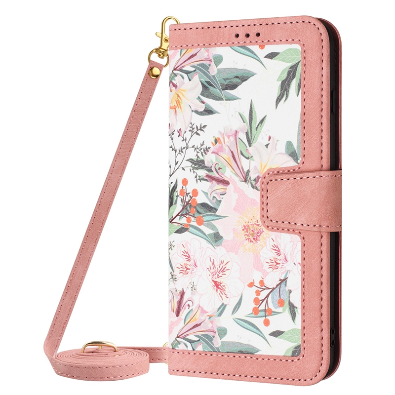 Stijlvolle bloemenleren portemonnee kisten voor iPhone 15 Plus 14 13 Pro Max 12 x XS XR 8 7 Hawaiiaanse vlinder bloemen krediet ID Card Slot Flip Cover Lady Crossbody Schouderband