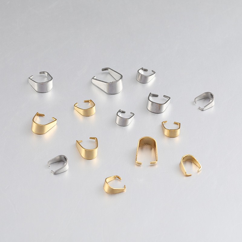 Stainless Steel Pendant Pinch Clip Clasp Bail Connector Finding Jewelry Marking DIY 18k Gold Plated Silver 5*10mm