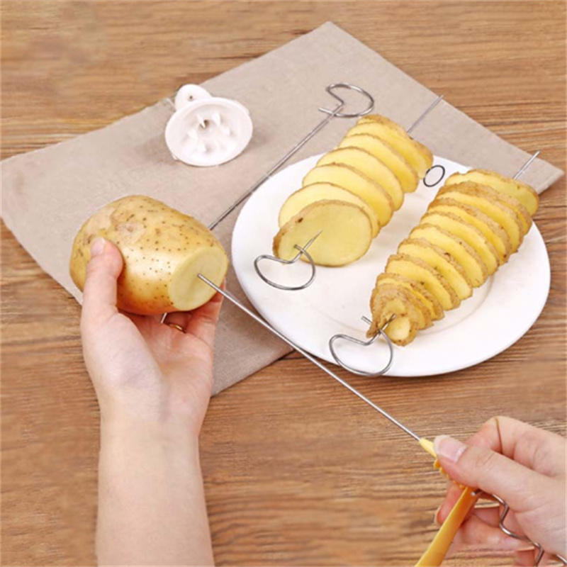 Portable Potato BBQ Skewers For Camping Chips Maker potato slicer Potato Spiral Cutter Barbecue Tools Kitchen Accessories Free ship JL1886