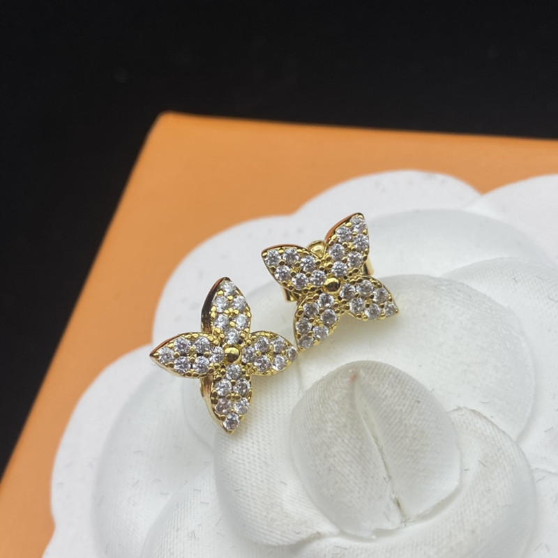 Designer Necklace Bracelets Earrings Set 18 Gold-plated Diamond Flower Bling Bracelet Fashion Luxury Logo Family Couple Gift Bangle With Box