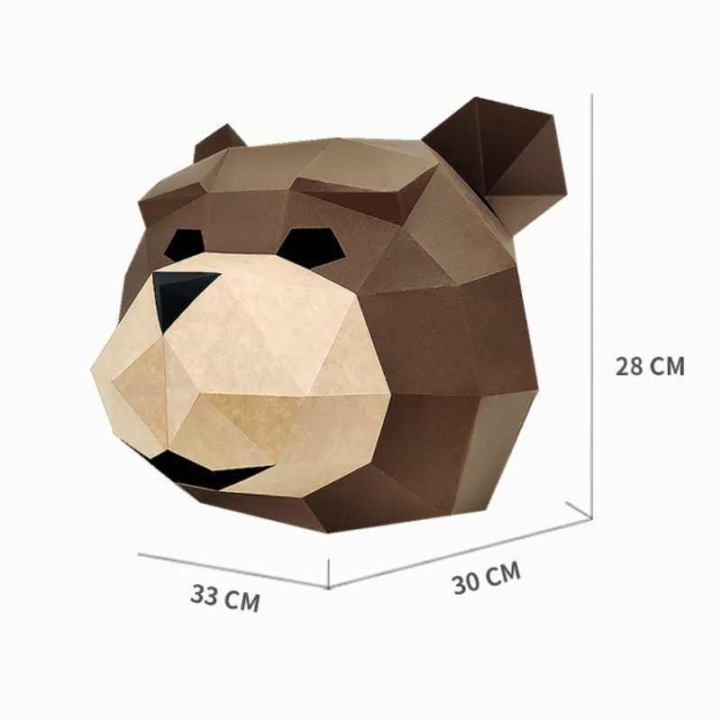 Nouveau Smile Teddy Bear Head Cover Creative Handmade Toys 3D Animal Mask Carnival Party Supplies DIY Paper Mask HKD230810